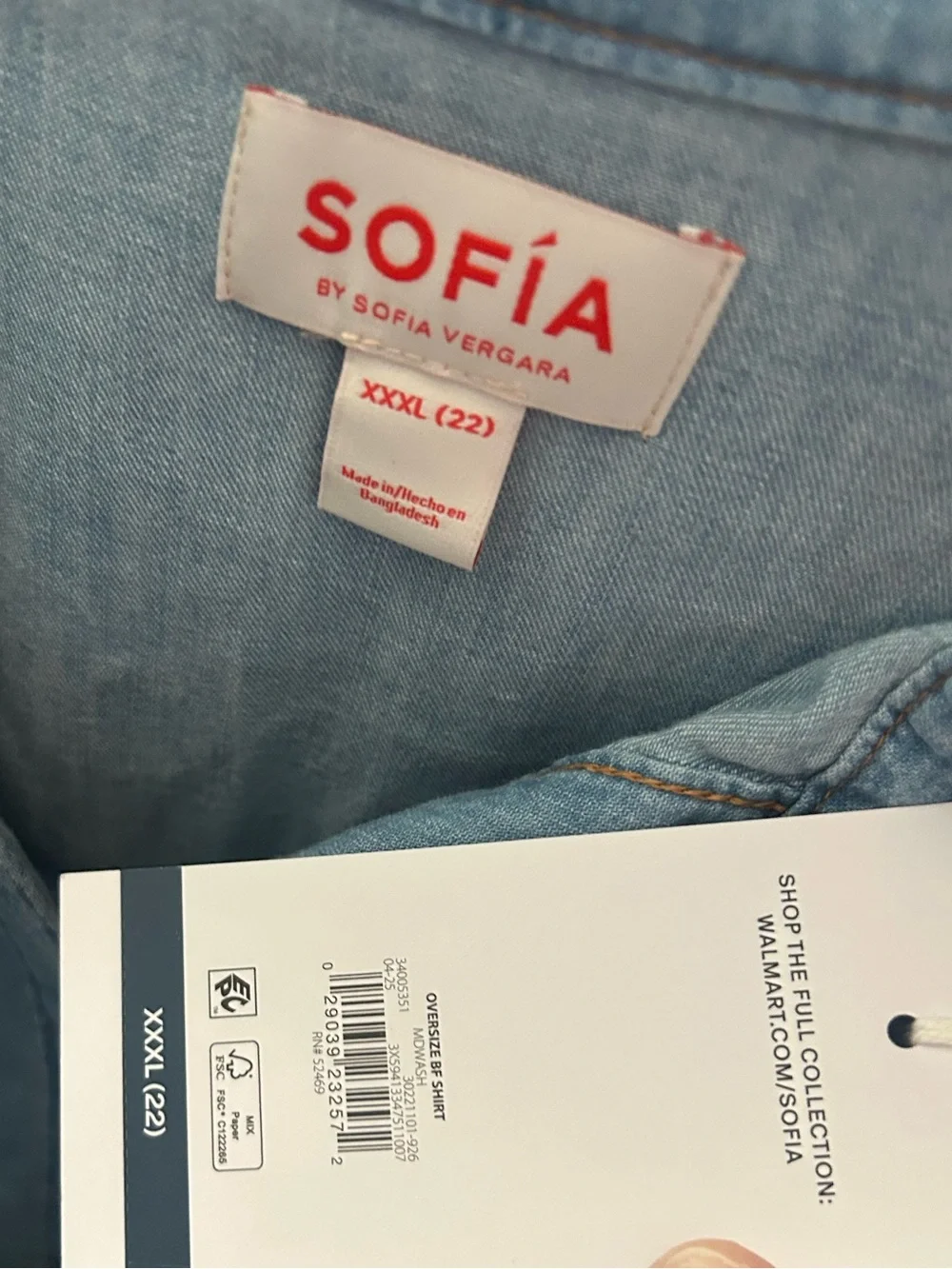 Sofia by Sofia Vergara XXXL (22) Oversized Boyfriend Long Sleeve Shirt NWT - Picture 8 of 9